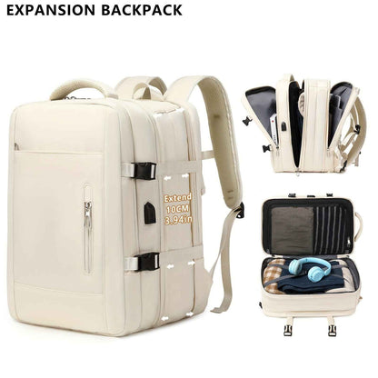 [Lightweight|Large Capacity] Lightweight Large Capacity Backpack | 15.6" Tablet/15" Laptop Compatible, 20+1 Compartments, Padded Shoulder Straps, Golden-Tone Hardware, Soft Shell School Travel Backpack for Women & Men, White