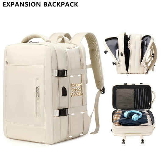 [Lightweight|Large Capacity] Lightweight Large Capacity Backpack | 15.6" Tablet/15" Laptop Compatible, 20+1 Compartments, Padded Shoulder Straps, Golden-Tone Hardware, Soft Shell School Travel Backpack for Women & Men, White