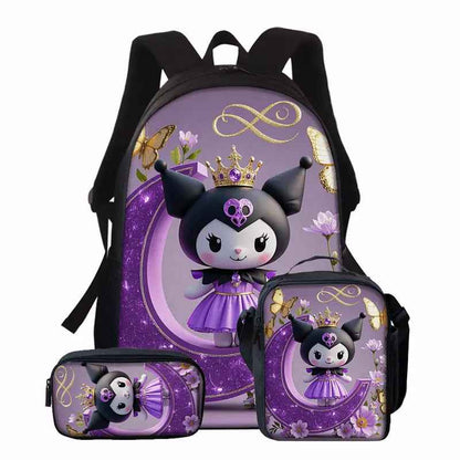 3pcs Sanrio Kuromi Backpack & Lunch Box Set Compatible for Kuromi - Cute Anime School Bag with Laptop Compartment, Large Capacity Bookbag for, Women, (, Kuromi-Themed)