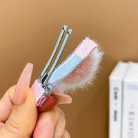 2pcs Cute Plush Cat Ear Hair Clips For Girls, Adorable Furry Side Barrettes, Perfect Holiday Accessory SS69