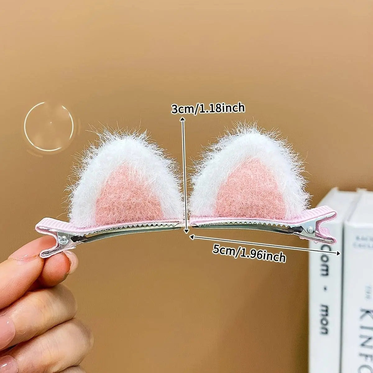 2pcs Cute Plush Cat Ear Hair Clips For Girls, Adorable Furry Side Barrettes, Perfect Holiday Accessory SS69