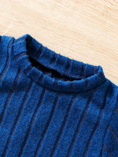 2pcs Toddler Girls Ribbed Outfits Crew Neck Long Sleeve Pullover Top + Flare Pants Set Spring Fall Sports Gift, Outdoor Clothing SS69