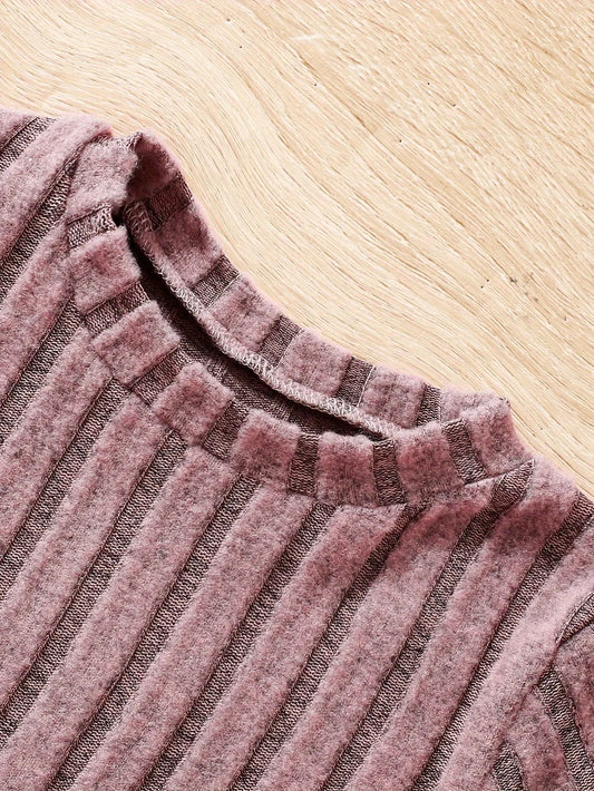 2pcs Toddler Girls Ribbed Outfits Crew Neck Long Sleeve Pullover Top + Flare Pants Set Spring Fall Sports Gift, Outdoor Clothing SS69