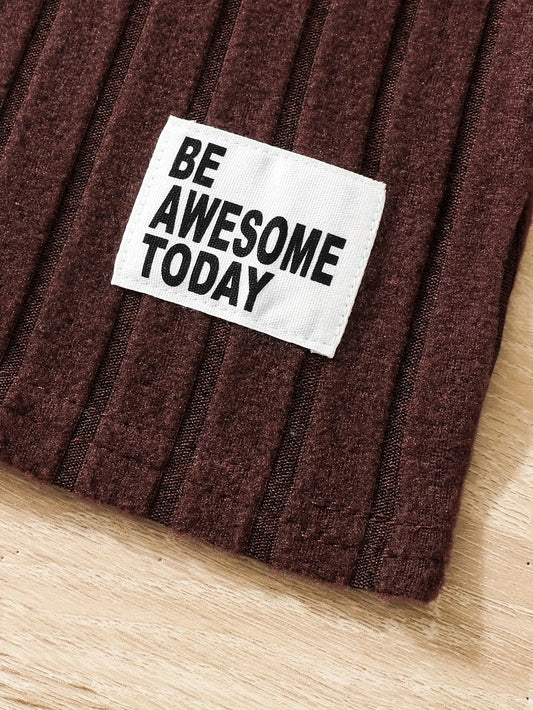 2pcs Toddler Girls Ribbed Outfits Crew Neck Long Sleeve Pullover Top + Flare Pants Set Spring Fall Sports Gift, Outdoor Clothing SS69