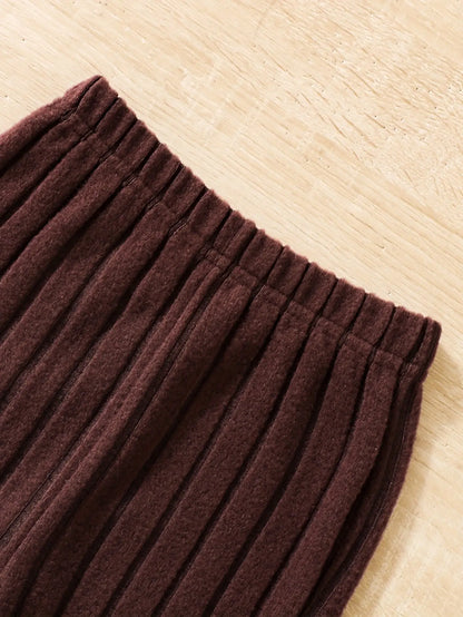 2pcs Toddler Girls Ribbed Outfits Crew Neck Long Sleeve Pullover Top + Flare Pants Set Spring Fall Sports Gift, Outdoor Clothing SS69