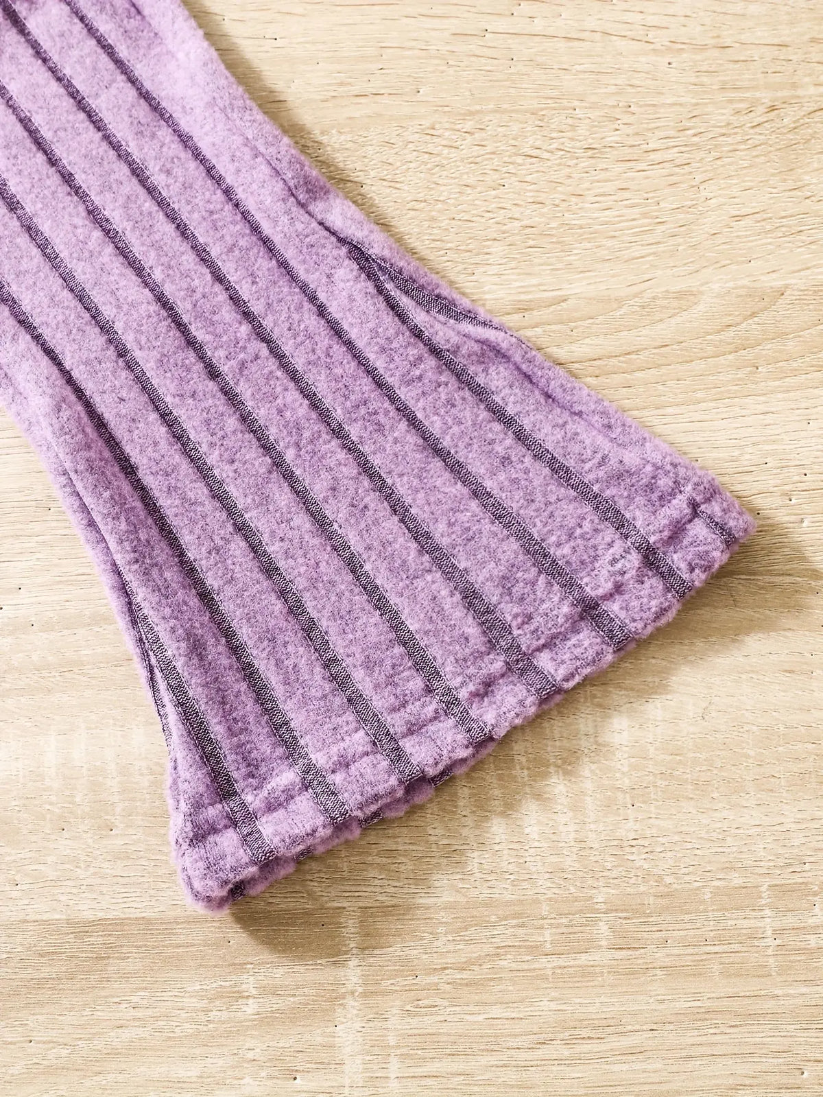 2pcs Toddler Girls Ribbed Outfits Crew Neck Long Sleeve Pullover Top + Flare Pants Set Spring Fall Sports Gift, Outdoor Clothing SS69