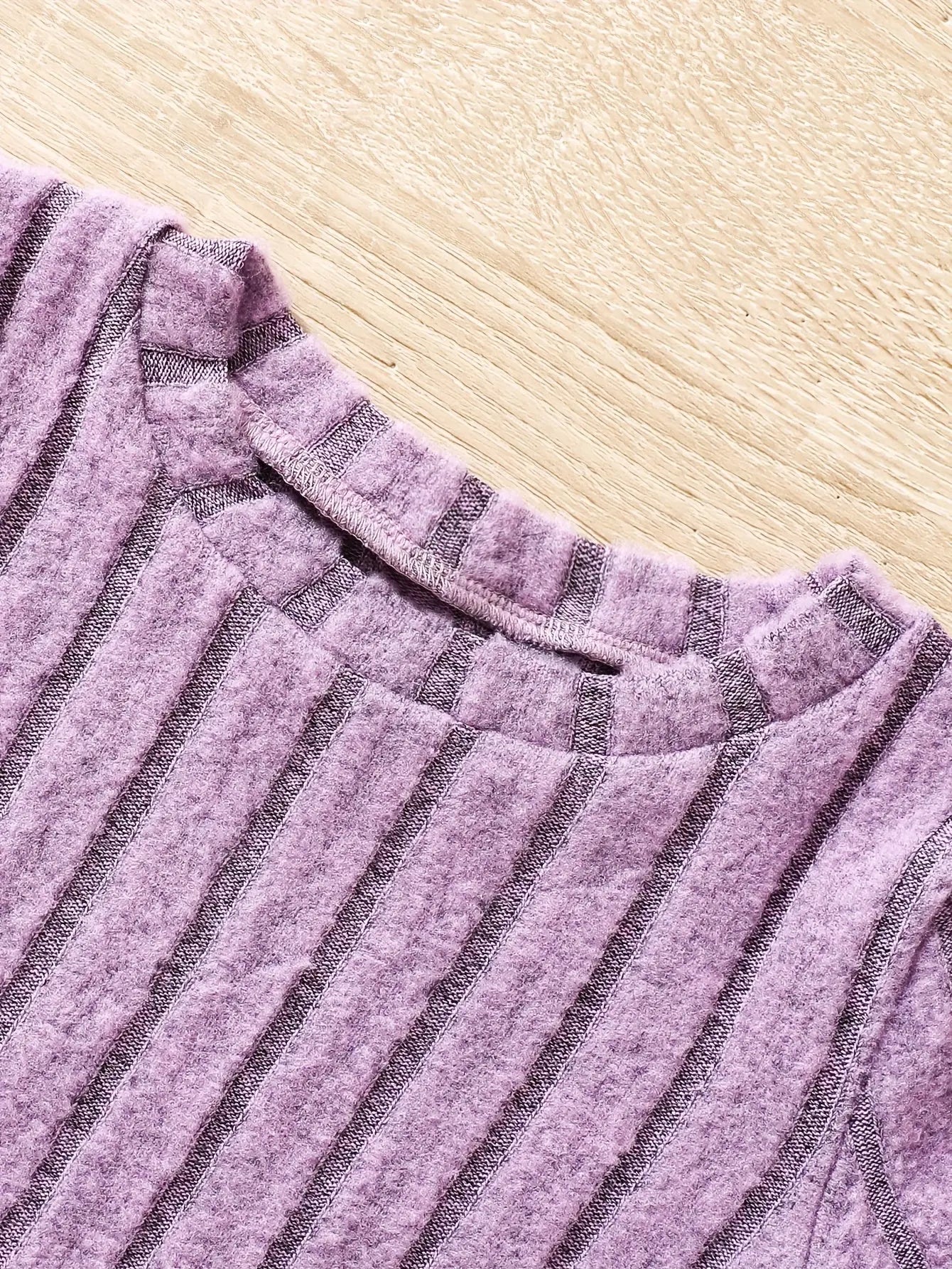 2pcs Toddler Girls Ribbed Outfits Crew Neck Long Sleeve Pullover Top + Flare Pants Set Spring Fall Sports Gift, Outdoor Clothing SS69