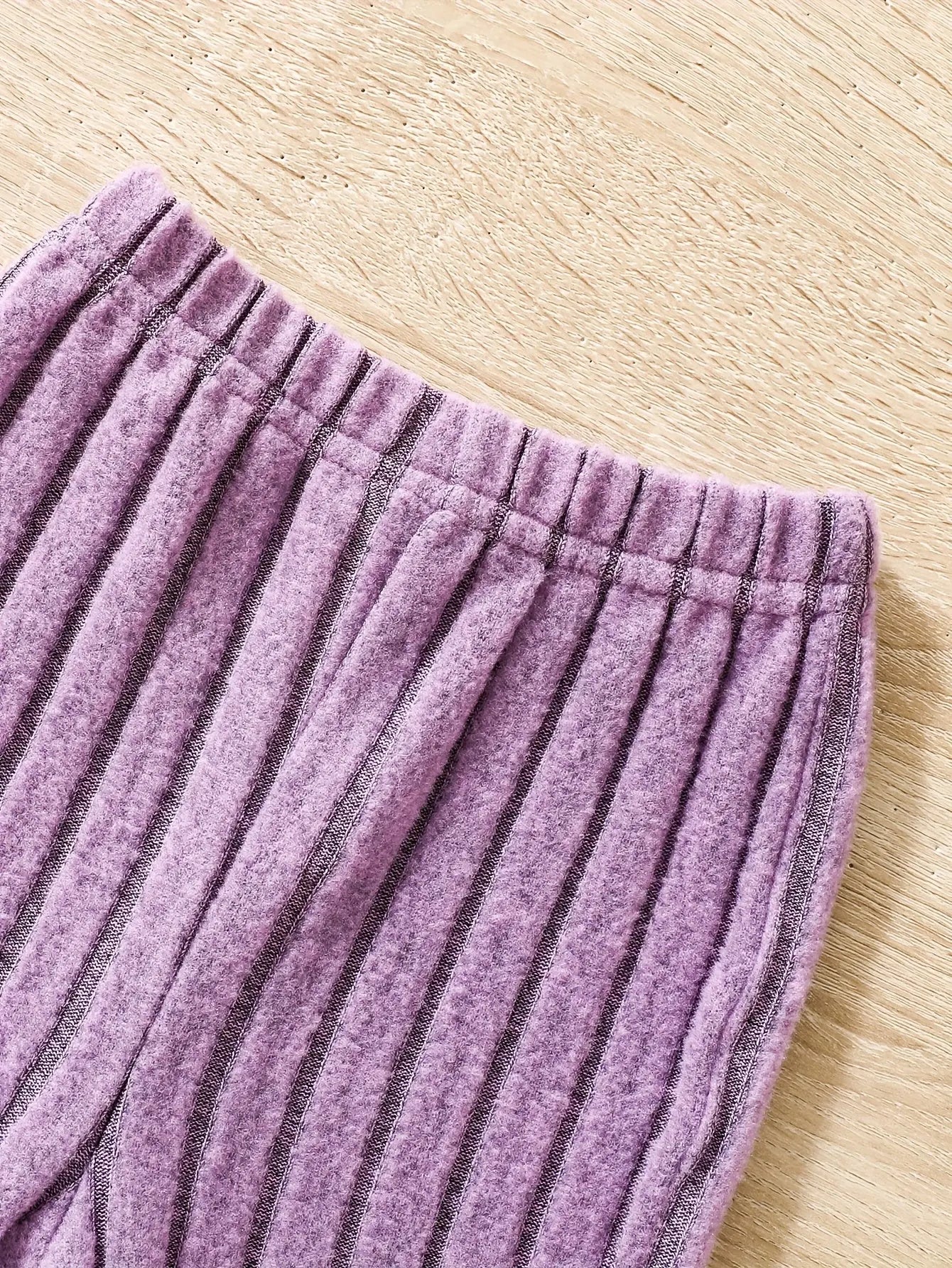 2pcs Toddler Girls Ribbed Outfits Crew Neck Long Sleeve Pullover Top + Flare Pants Set Spring Fall Sports Gift, Outdoor Clothing SS69