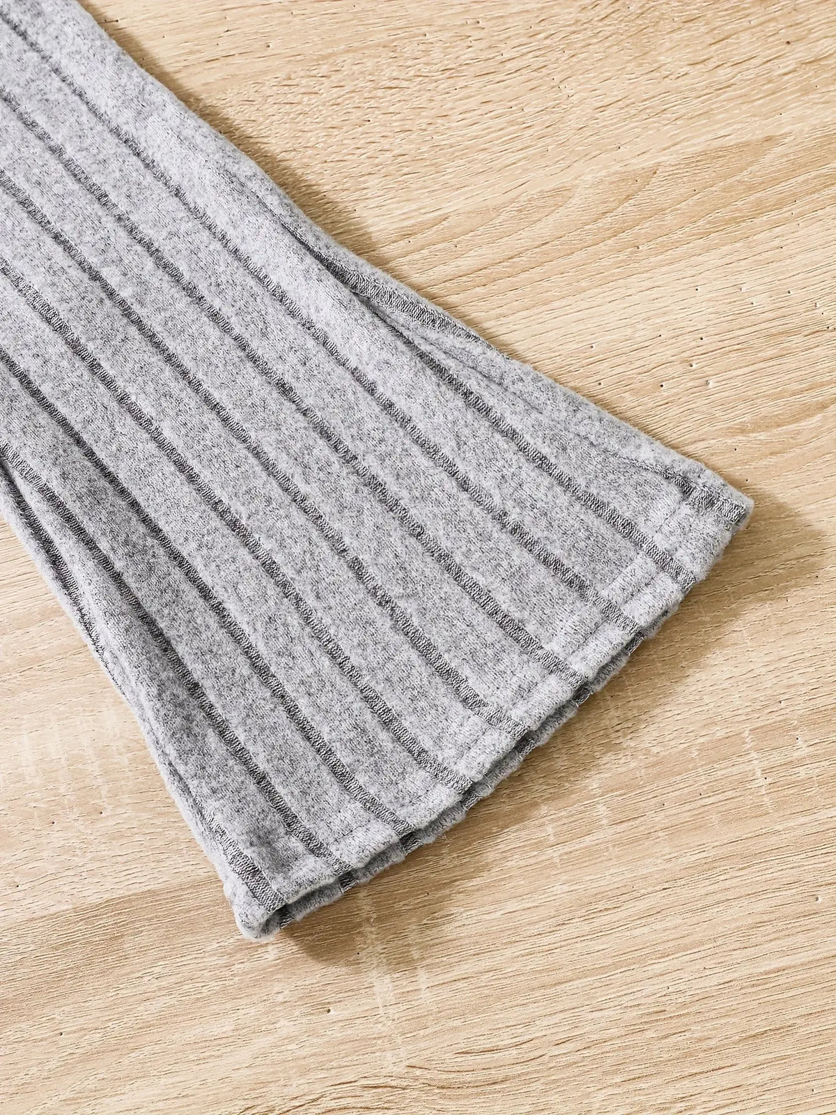 2pcs Toddler Girls Ribbed Outfits Crew Neck Long Sleeve Pullover Top + Flare Pants Set Spring Fall Sports Gift, Outdoor Clothing SS69