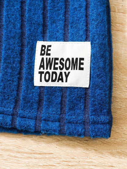 2pcs Toddler Girls Ribbed Outfits Crew Neck Long Sleeve Pullover Top + Flare Pants Set Spring Fall Sports Gift, Outdoor Clothing SS69