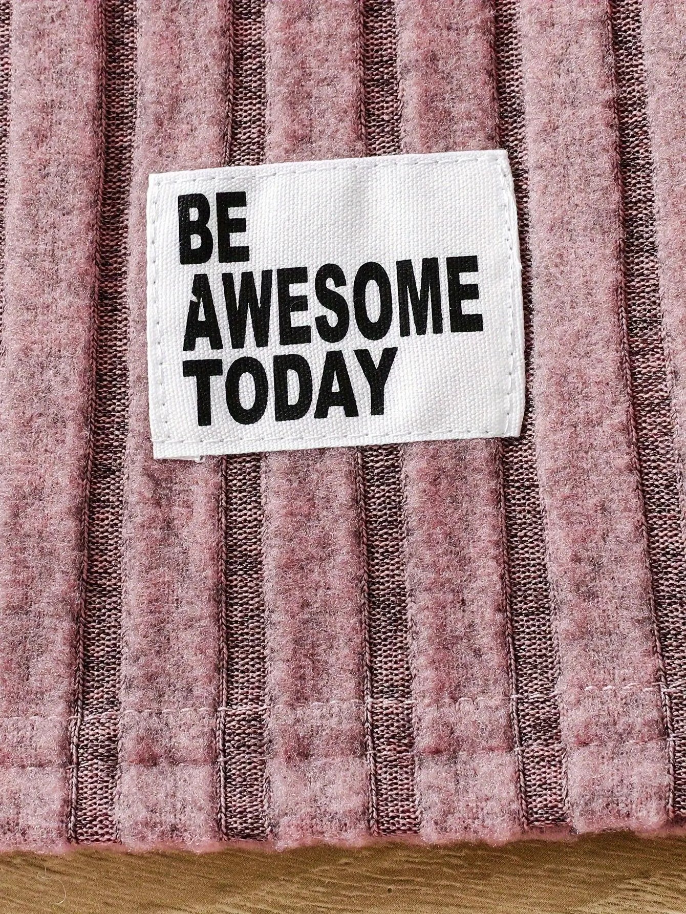 2pcs Toddler Girls Ribbed Outfits Crew Neck Long Sleeve Pullover Top + Flare Pants Set Spring Fall Sports Gift, Outdoor Clothing SS69