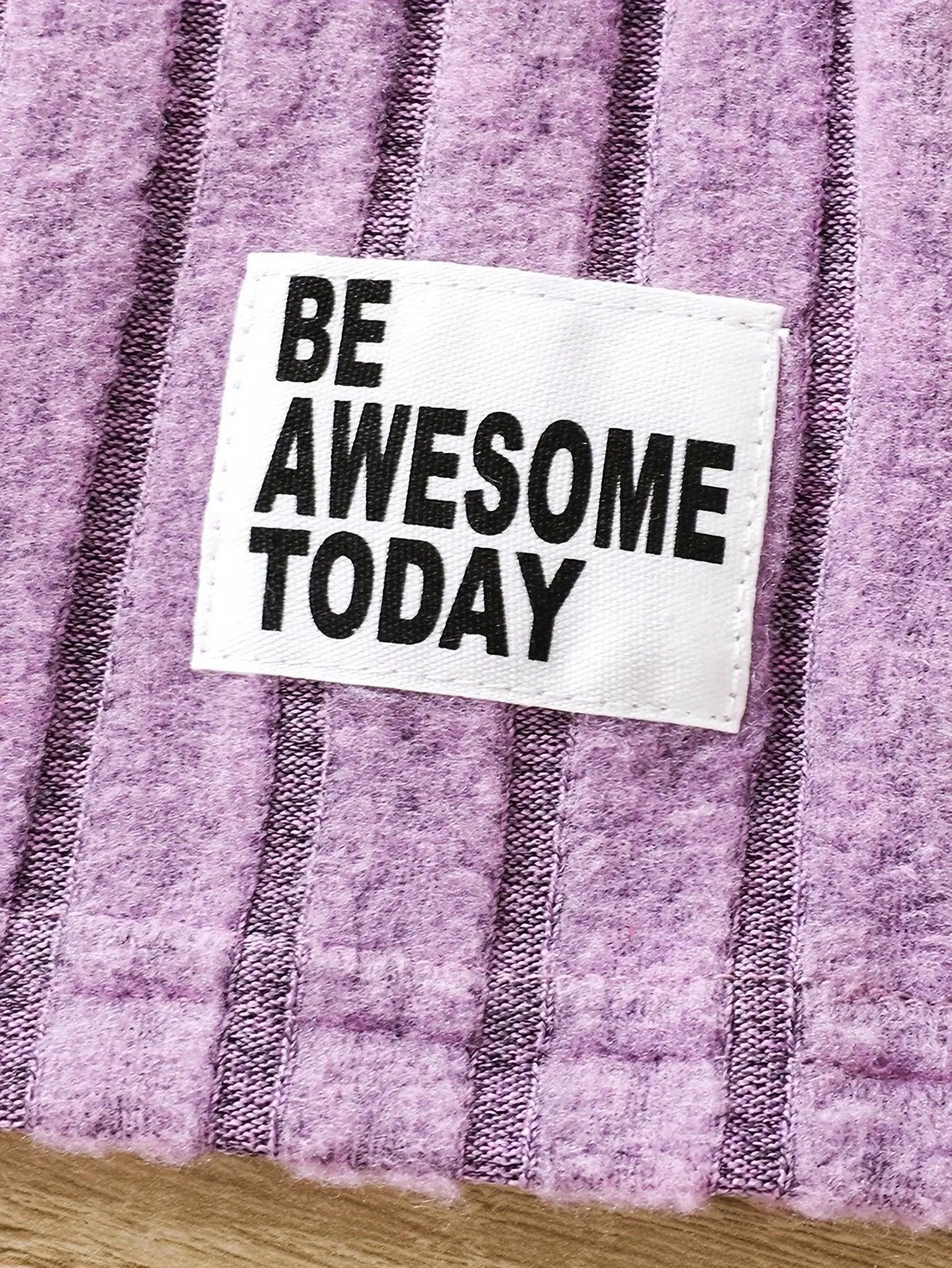 2pcs Toddler Girls Ribbed Outfits Crew Neck Long Sleeve Pullover Top + Flare Pants Set Spring Fall Sports Gift, Outdoor Clothing SS69