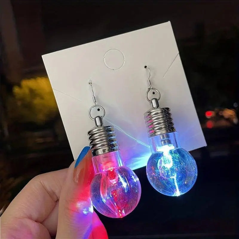 2pcs Vibrant Light-Up Bulb Dangle Earrings - Perfect Gift for Women, Battery Operated, Ideal for Parties & Festivals - SS69