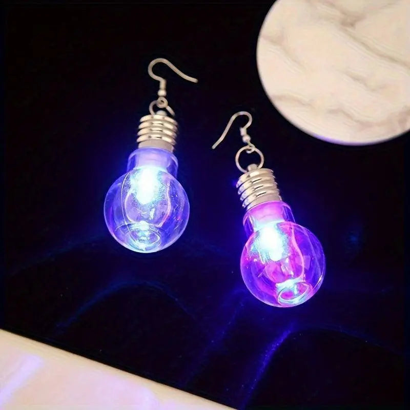 2pcs Vibrant Light-Up Bulb Dangle Earrings - Perfect Gift for Women, Battery Operated, Ideal for Parties & Festivals - SS69