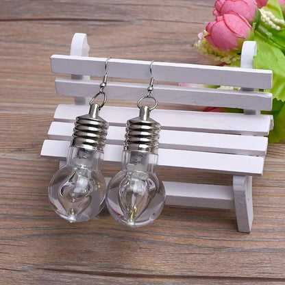 2pcs Vibrant Light-Up Bulb Dangle Earrings - Perfect Gift for Women, Battery Operated, Ideal for Parties & Festivals - SS69
