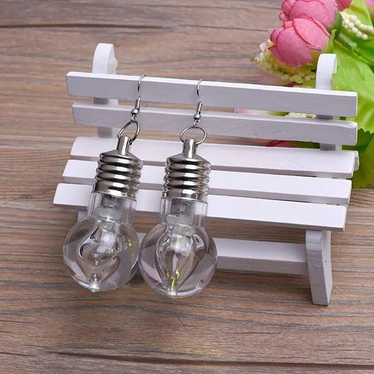 2pcs Vibrant Light-Up Bulb Dangle Earrings - Perfect Gift for Women, Battery Operated, Ideal for Parties & Festivals - SS69