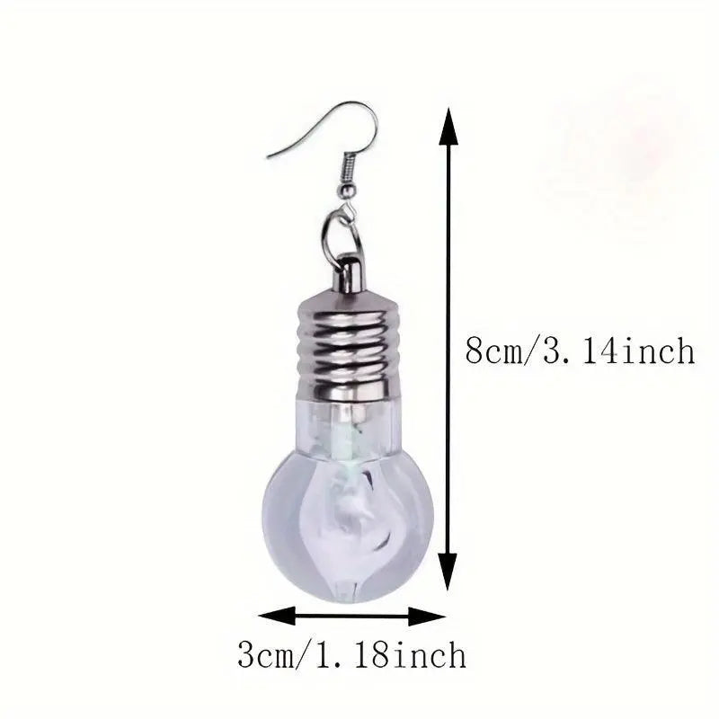 2pcs Vibrant Light-Up Bulb Dangle Earrings - Perfect Gift for Women, Battery Operated, Ideal for Parties & Festivals - SS69