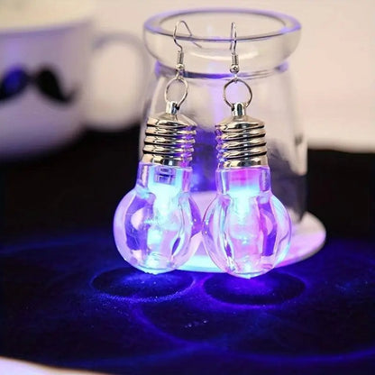 2pcs Vibrant Light-Up Bulb Dangle Earrings - Perfect Gift for Women, Battery Operated, Ideal for Parties & Festivals - SS69