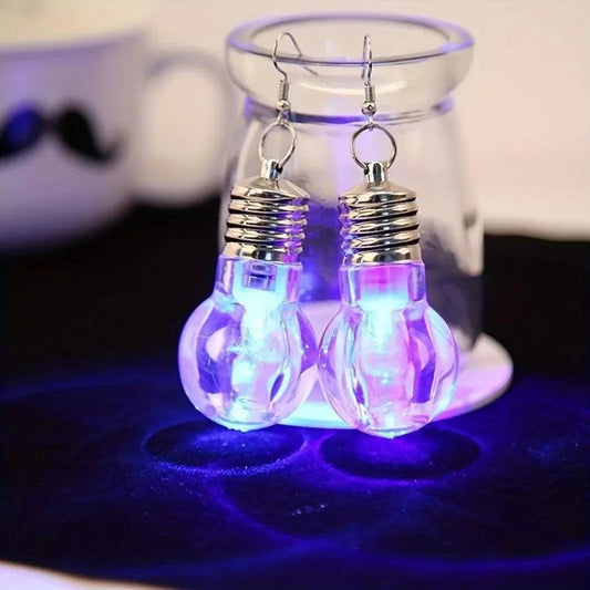 2pcs Vibrant Light-Up Bulb Dangle Earrings - Perfect Gift for Women, Battery Operated, Ideal for Parties & Festivals - SS69
