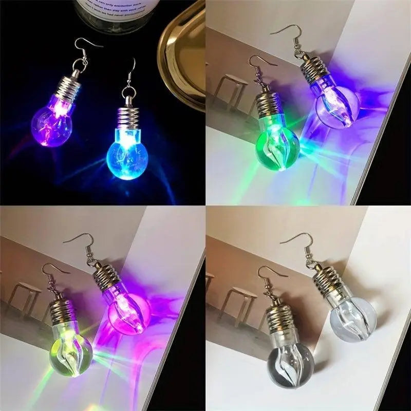 2pcs Vibrant Light-Up Bulb Dangle Earrings - Perfect Gift for Women, Battery Operated, Ideal for Parties & Festivals - SS69