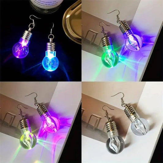 2pcs Vibrant Light-Up Bulb Dangle Earrings - Perfect Gift for Women, Battery Operated, Ideal for Parties & Festivals - SS69