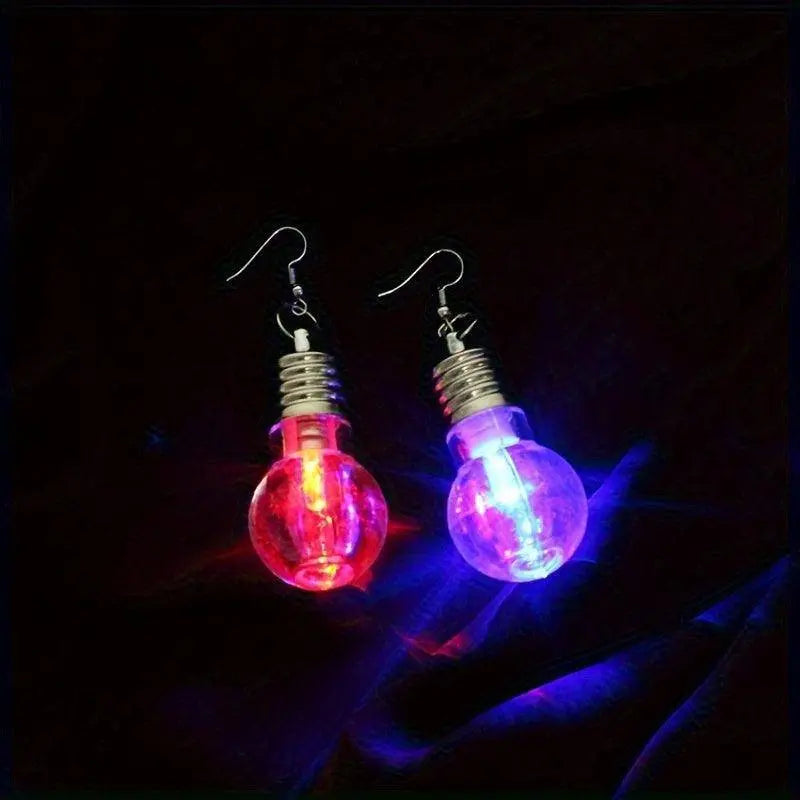 2pcs Vibrant Light-Up Bulb Dangle Earrings - Perfect Gift for Women, Battery Operated, Ideal for Parties & Festivals - SS69