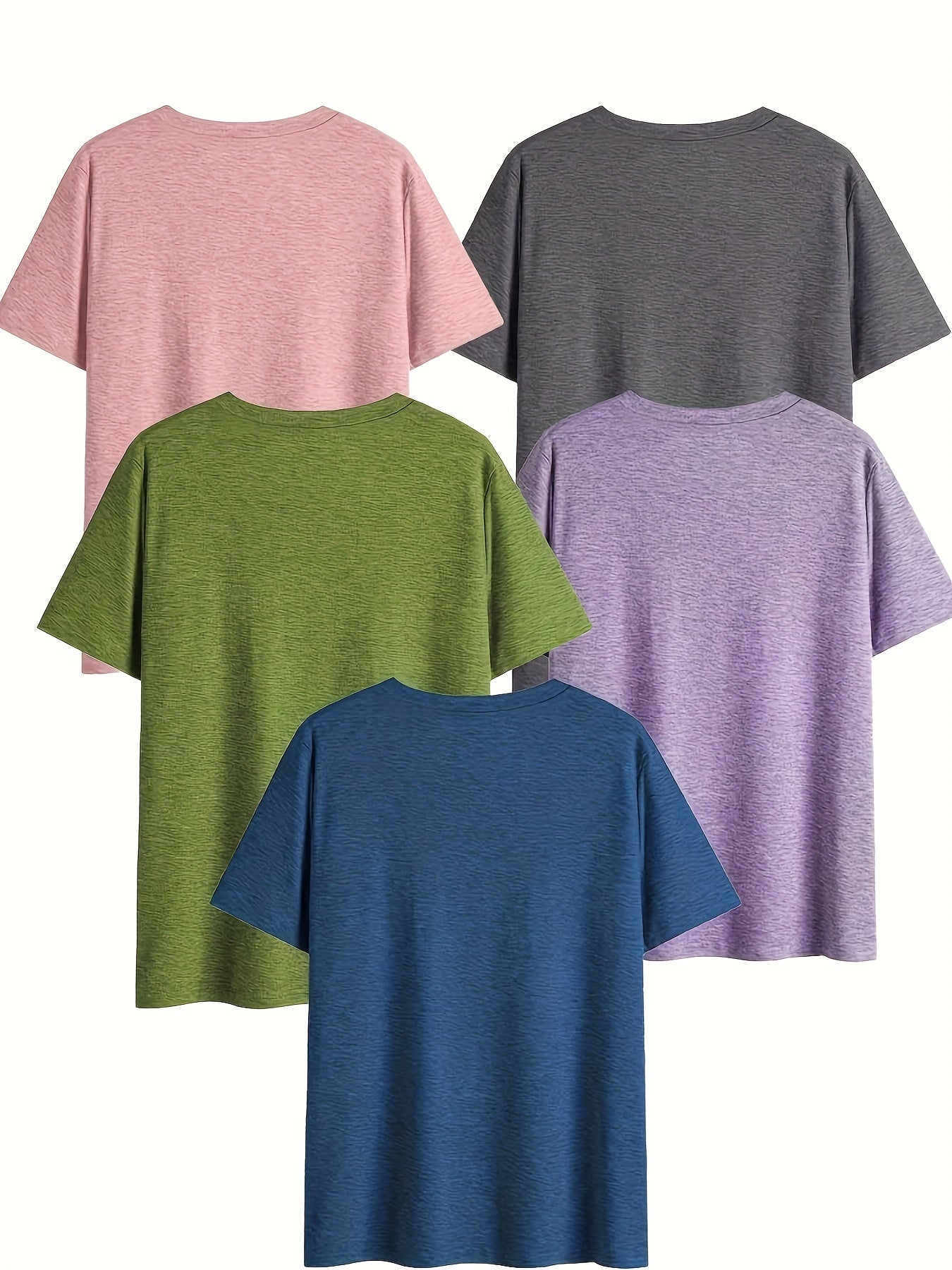 5pcs Women'S Solid Color V-Neck T-Shirts, Casual Short Sleeve Tops for Spring & Summer, Soft & Comfortable, Lightweight Tee Shirts in Pink, Green, Gray, Purple, Blue, Yellow, Casual Summer Wear | Vneck Top | Lightweight Tee SS69