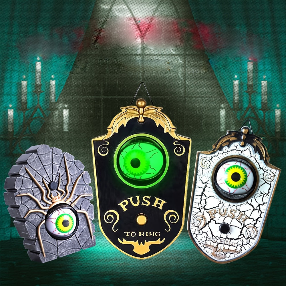 Sinister Haunted Doorbell - Luminous Ghostly Eye, Horror Sound Effects, and Animated Movement - Battery-Operated Halloween Decorative Hanging Prop for Universal, Oktoberfest, and Day of the Dead Celebrations (Requires 3 AAA B SS69