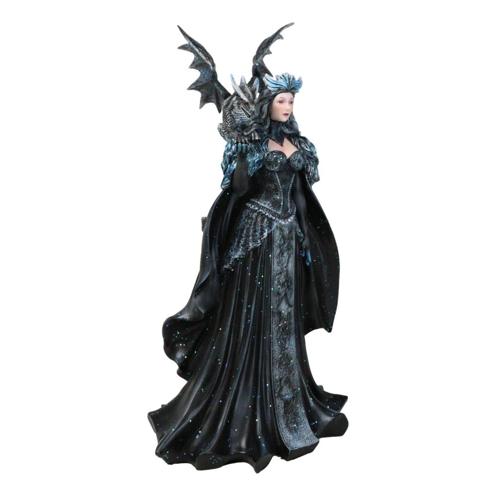 Large Gothic Black Dragon Witch Dark Queen Robe Statue - Black Friday Sale, Halloween Decor, Gothic Home Decoration, Dark Fantasy Witch Statue, Witchcraft Art, Gothic Dragon Decoration, Dark Queen Mini Statue, Fantasy Gothic SS69