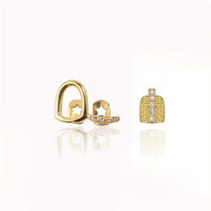 RAPIKING 2pcs Stylish Hip Hop Grillz - Punk Style, Cubic Zirconia Inlaid, Unisex Teeth Caps for Streetwear Fashion, Ideal Christmas & Carnival Gifts - SS69