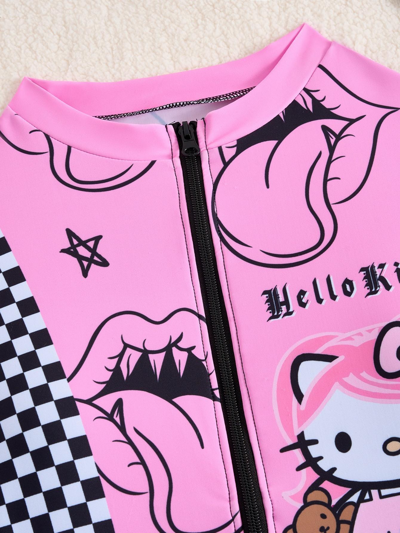 [Cute Cartoon Bikini] Sanrio Cute Cartoon 1pc/a set Gir Bikini - Small Breast Gathers Beach Vacation Style SS69