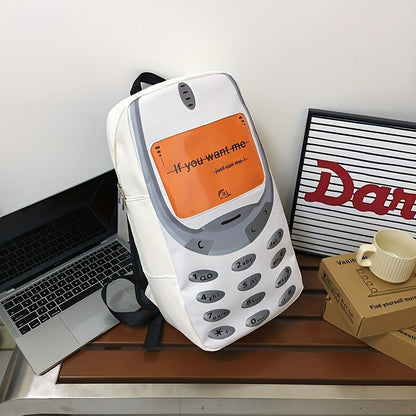 Creative Large-Capacity Trendy Couple's Shoulder Bag with Playful Phone Print SS69 15.69 White