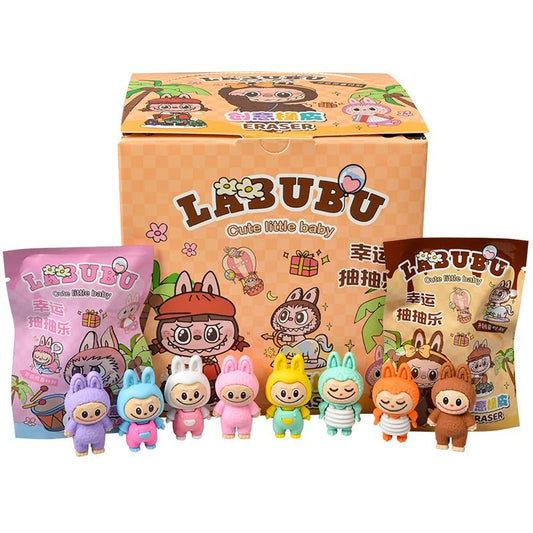 32Pcs/Set Blind Box Anime Sanrio CapyBara Labubu Stitch Figure Cartoon Eraser Model Doll Toy For Children's Gift - SS69