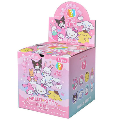 32Pcs/Set Blind Box Anime Sanrio CapyBara Labubu Stitch Figure Cartoon Eraser Model Doll Toy For Children's Gift - SS69