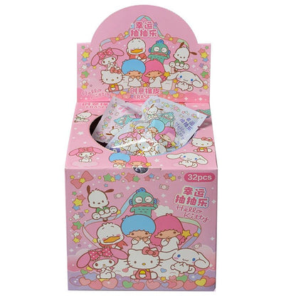 32Pcs/Set Blind Box Anime Sanrio CapyBara Labubu Stitch Figure Cartoon Eraser Model Doll Toy For Children's Gift - SS69