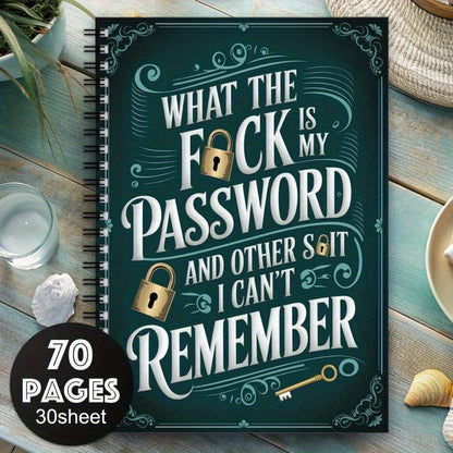 1 Fun Spiral Password Notebook with Green Green Cover and Golden Key Design -70 pages, suitable for secure internet and computer login, username and password - home, office or scrapbook SS69