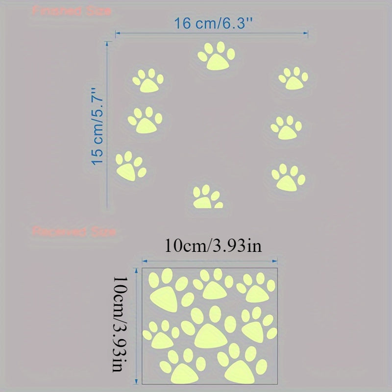 PawPals 1 Set Modern Glow-in-the-Dark Paw Print Wall Decals, Plastic Light-Up Animal Claw Stickers for Bedroom, Living Room, Entryway - Pet-Friendly Home Decor Switch and Light Wall Stickers SS69