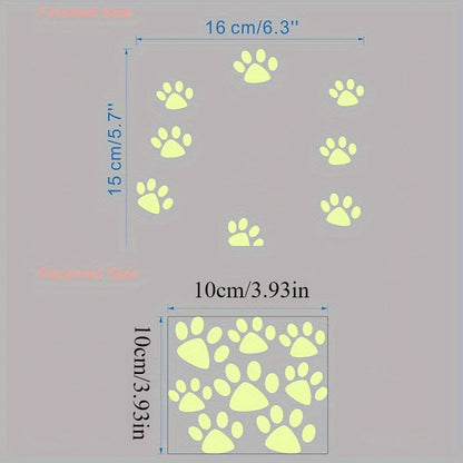 PawPals 1 Set Modern Glow-in-the-Dark Paw Print Wall Decals, Plastic Light-Up Animal Claw Stickers for Bedroom, Living Room, Entryway - Pet-Friendly Home Decor Switch and Light Wall Stickers SS69