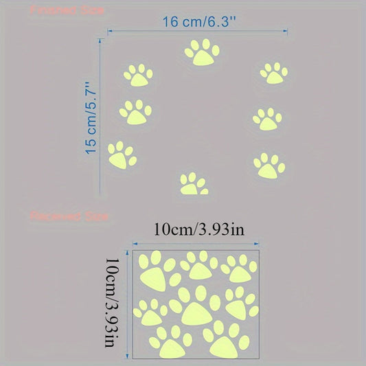 PawPals 1 Set Modern Glow-in-the-Dark Paw Print Wall Decals, Plastic Light-Up Animal Claw Stickers for Bedroom, Living Room, Entryway - Pet-Friendly Home Decor Switch and Light Wall Stickers SS69