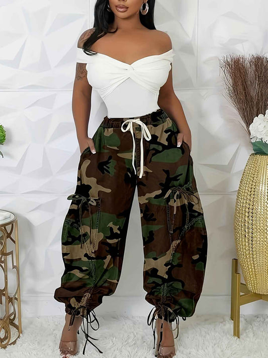 Womens Baggy Jeans Women'S Fashionable Drawstring Lace-up