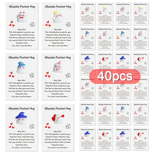 40pcs Halloween Cards with Pocket Hug - Cute Ghosts, Bats, Pumpkins - Spooky Cute Party Decorations, Birthday & Wedding Greeting Cards - Includes Hug Pocket for Easy Storage - Perfect for Halloween Party Favors, Gifts for Fam SS69