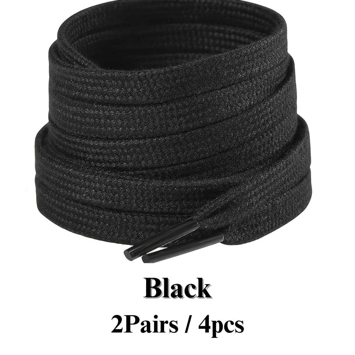 2 Pairs/4pcs of Solid Color Double-Layer 120 Cm Shoelaces, Versatile for Use with Sneakers, Flats, Canvas Shoes, Casual Shoes, And White Shoes for Both Men And Women, Without Battery