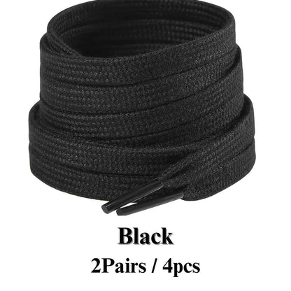 2 Pairs/4pcs of Solid Color Double-Layer 120 Cm Shoelaces, Versatile for Use with Sneakers, Flats, Canvas Shoes, Casual Shoes, And White Shoes for Both Men And Women, Without Battery