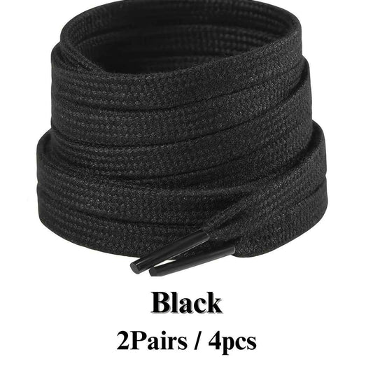 2 Pairs/4pcs of Solid Color Double-Layer 120 Cm Shoelaces, Versatile for Use with Sneakers, Flats, Canvas Shoes, Casual Shoes, And White Shoes for Both Men And Women, Without Battery