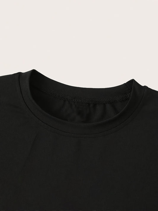 Little Devil Heart Print Crew Neck Crop T-shirt, Y2K Short Sleeve Top For Spring & Summer, Women'S Clothing - SS69