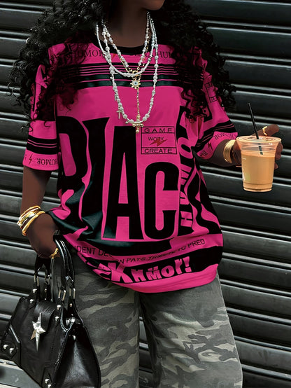 European And American Trendy Sports Style Round Neck Printed T-Shirt SS69