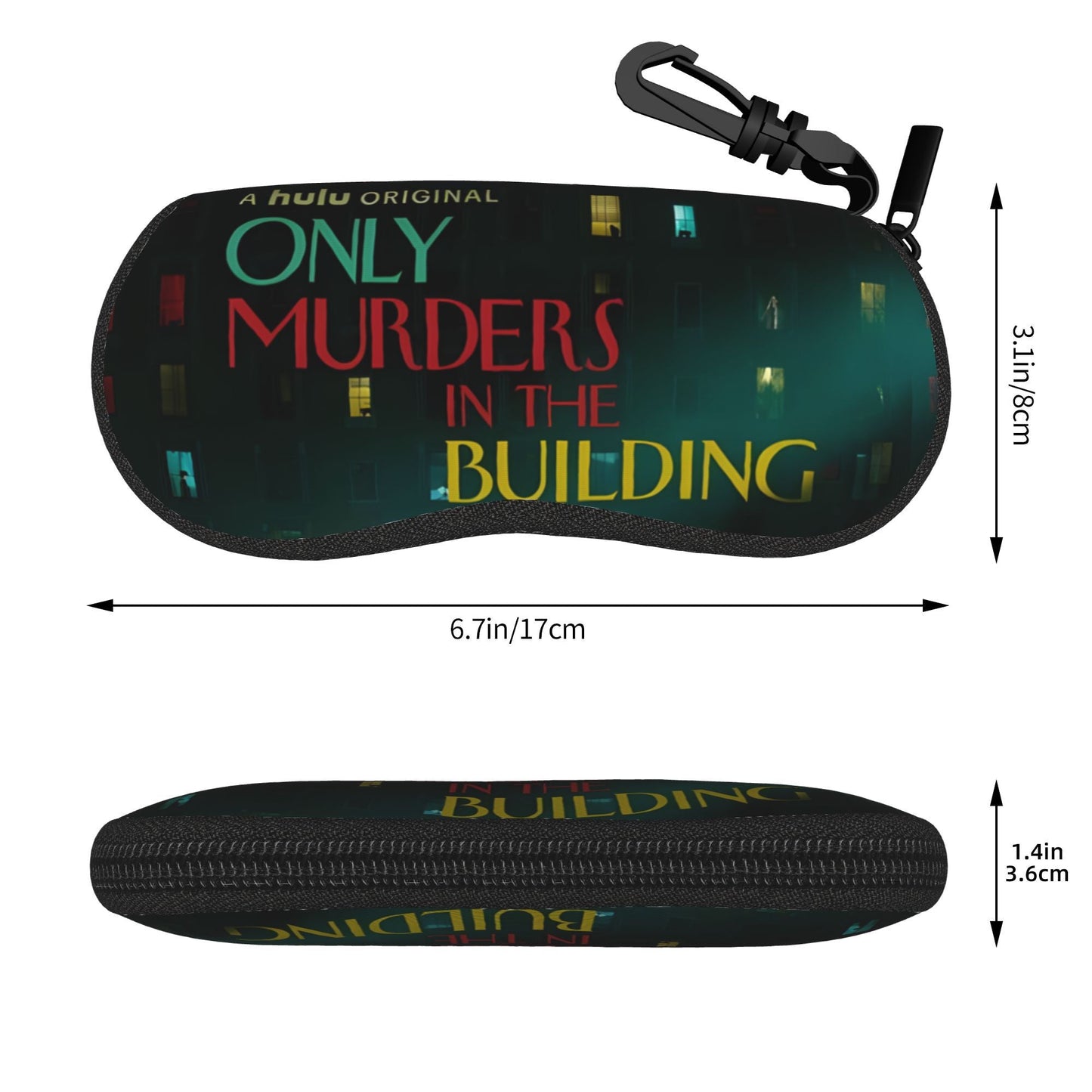 1pc Only Murders in the Building TV Show Logo Glasses Case - Iconic TV Series Design with Characters' Names, Zippered Waterproof & Scratch-Resistant Eyewear Holder, Ultra-Light Travel Case for Men & Women (Fits All Glasses Fr SS69