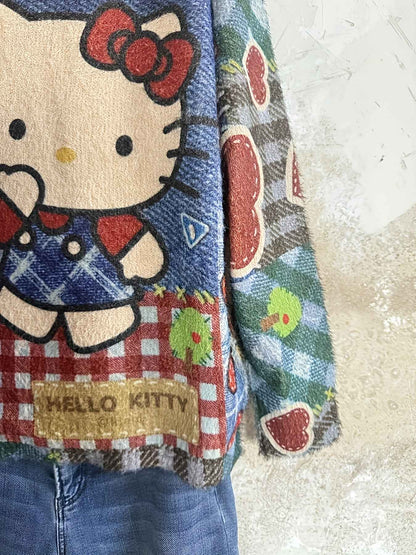 Plus Size, Women's Plus Size Elegant Oversized Plush Cat & Floral Sweater - Loose Fit Round Neck Long Sleeve Pullover, Cozy Winter Sweaters Suitable for Fall/Winter, Casual & Semi-Formal Wear