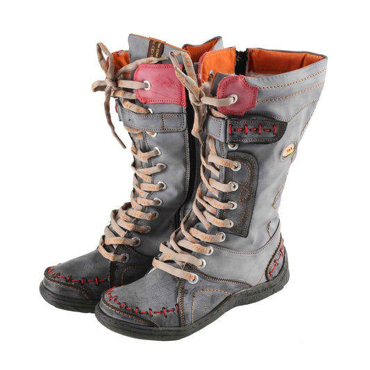 TMA EYES Women'S Winter Snow Boots, Vintage Casual Fashion with Hand-Stitched Detail, Lace-Up & Side Zipper, Warm Fleece-Lined, Thickened Outdoor Boots, Plain Toe, Split Cow Leather & Microfiber Upper, Pig Split Leather Inner