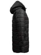 Women's Winter Warm Quilted Parka Coat, Padded Jacket with Hood, Full-Zip Front & Adjustable Waist Belt, Mid-Length Long Sleeve Outerwear for Cold Weather, Y2K Style, Beige/Tan, Hand Wash/Dry Clean